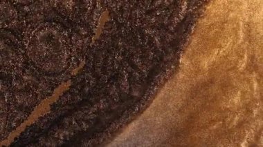 Bronz toz parçacıkları havada yavaş çekimde uçar ve yavaşça kalır. Toz Parçacıkları. Kar tanecikleri. Yüksek kalite 4k görüntü.