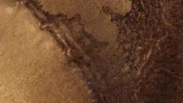 Gold Dust Particles Fly Slow Motion Air Lingering Slowly Dust — Stock Video