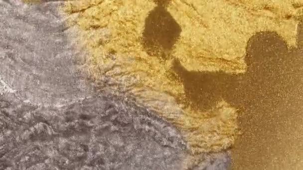 金の塵粒子はゆっくりと空気中のゆっくりとした動きで飛ぶ 塵粒子 雪の粒子の背景 高品質4K映像 — ストック動画