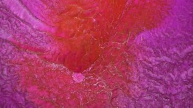 Su dalgalarının, dalgaların, mermerlerin soyut arkaplanı. Güzel sıvı sanat. Akışkan sanat çizimi videosu, renkli dalgalı soyut akrilik doku. Pembe rengin içinde parıldayan parıltı..
