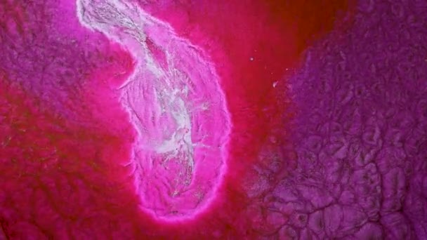 大理石的抽象背景 美丽的液体艺术 流畅的艺术绘画视频 抽象的丙烯酸质感与多彩的波浪 在流动的粉红油漆中闪烁着光芒 — 图库视频影像