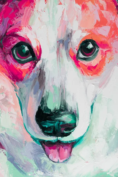 Pintura Retrato Perros Óleo Tonos Multicolores Primer Plano Una Pintura —  Fotos de Stock