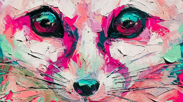 Pintura Abstracta Conceptual Hocico Fennec Retrato Zorro Óleo Tonos Multicolores —  Fotos de Stock