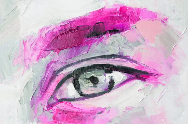 Olhos Grandes Fechar Para Decoração Interior Arte Lona Closeup Pintura — Fotografia de Stock