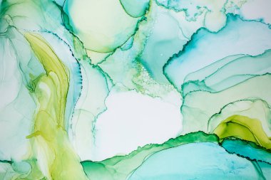 Mermer mürekkep soyut sanat. Resim, arka plandaki ombre alkollü mürekkep kalıbını oluşturmak için yüksek kaliteli kağıt dokusuna boyanmış. Özgün arkaplan resmi. 