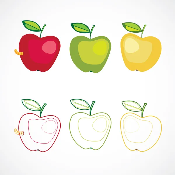 Set of three stylized apple — Stock Vector