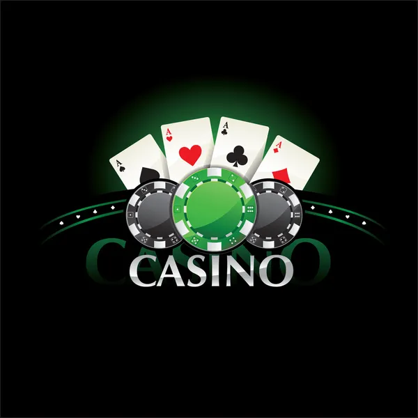 Casino element Poker cards and chips — Stock Vector