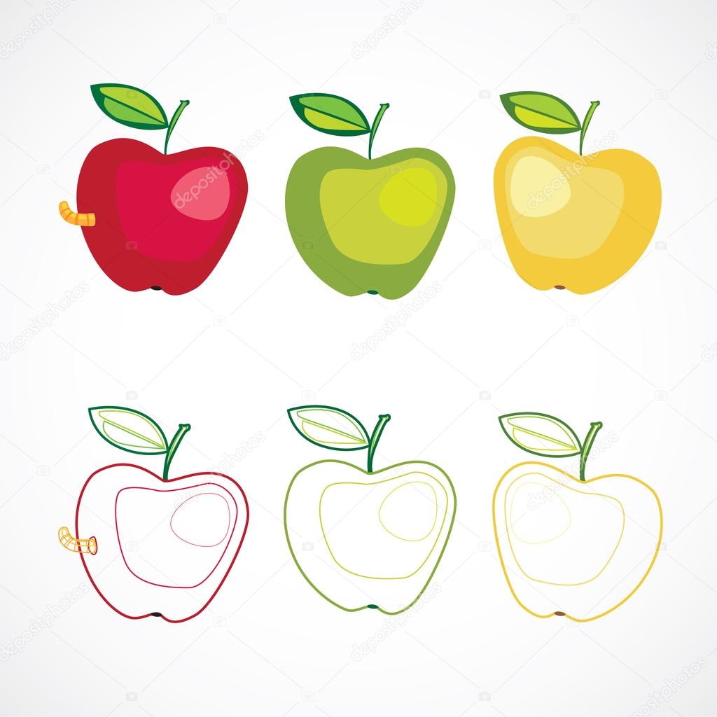 Set of three stylized apple