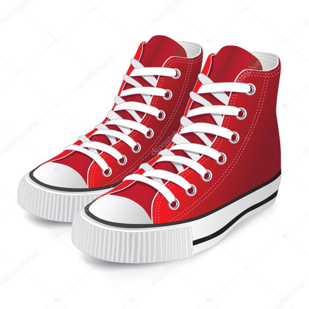 Red sports shoes