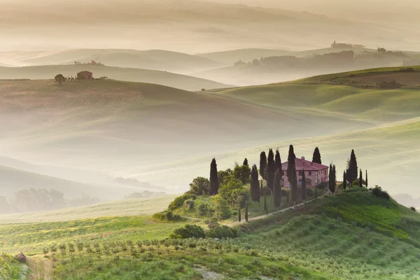 Temprano en la mañana en el campo, Toscana, Italia —  Fotos de Stock