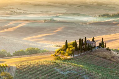 Sunrise tuscan countryside, Toskana, İtalya