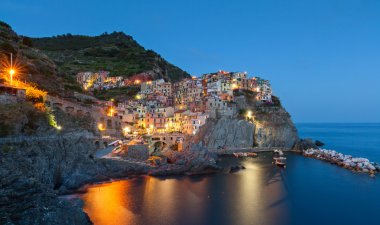 Manarola alacakaranlık, cinque terre, İtalya