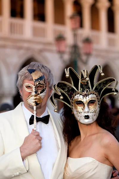 Carnavalsmaskers in Venetië, Italië — Stockfoto