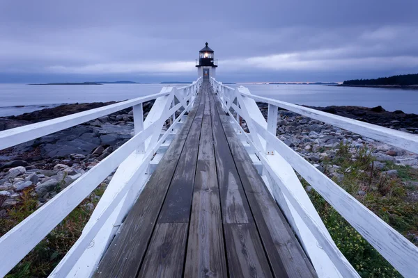 Port Clyde - Phare de Marshall Point au coucher du soleil, Maine, États-Unis Images De Stock Libres De Droits