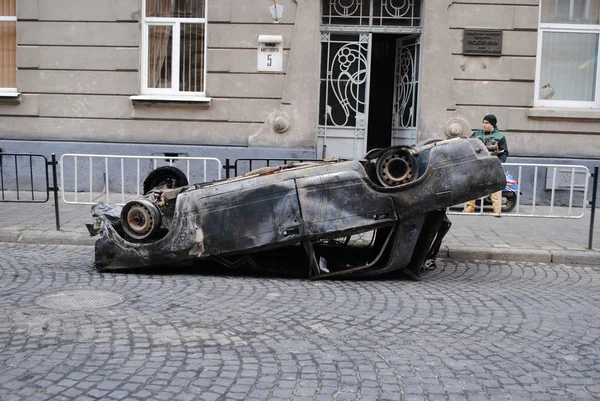 Verbrand uit de auto in de stad Rechtenvrije Stockfoto's