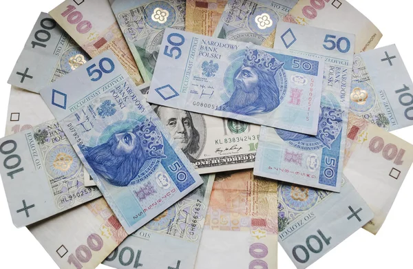 Zloty, hryvna bankbiljetten Stockafbeelding