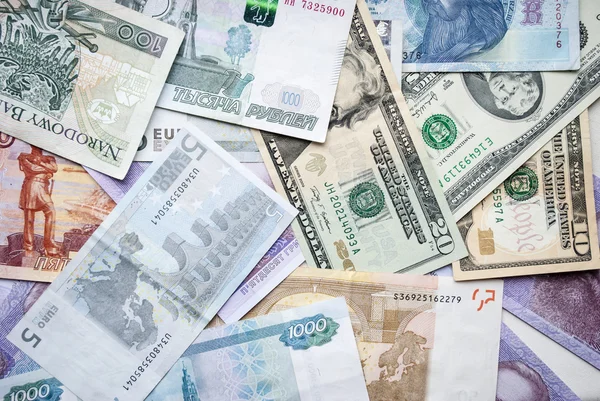 Dollar, zloty, rubel, euro, hryvna — Stock Photo, Image