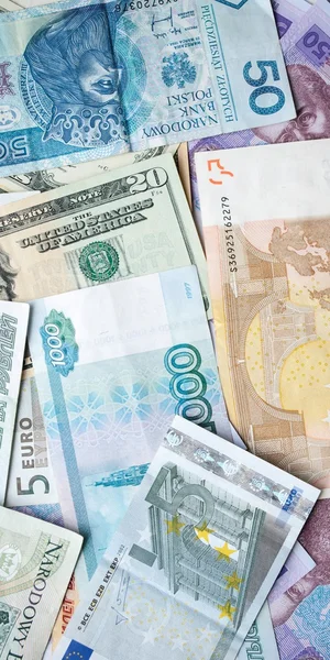 Dollar, zloty, rubel, euro, hryvna — Stock Photo, Image