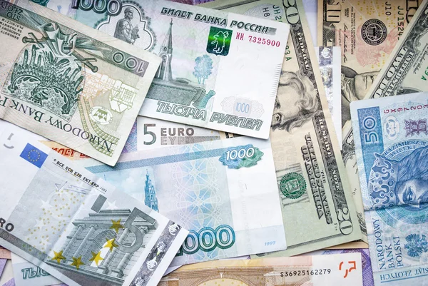 USD, EUR, PLN, UAH, RUB — Stock Photo, Image