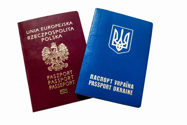 Paszporty Ukraina i Polska — Zdjęcie stockowe