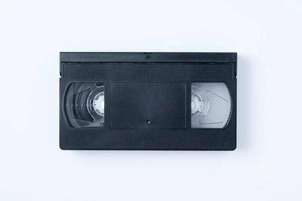 Cassette Vidéo Plastique Noir Sur Fond Blanc — Photo