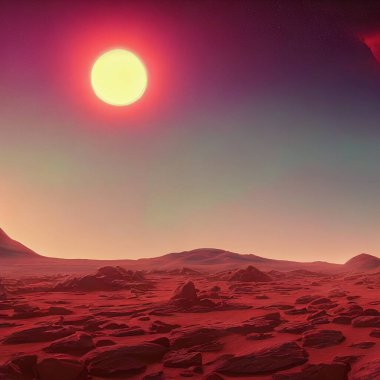 Planet Mars like landscape. Fantasy planet. 3d render