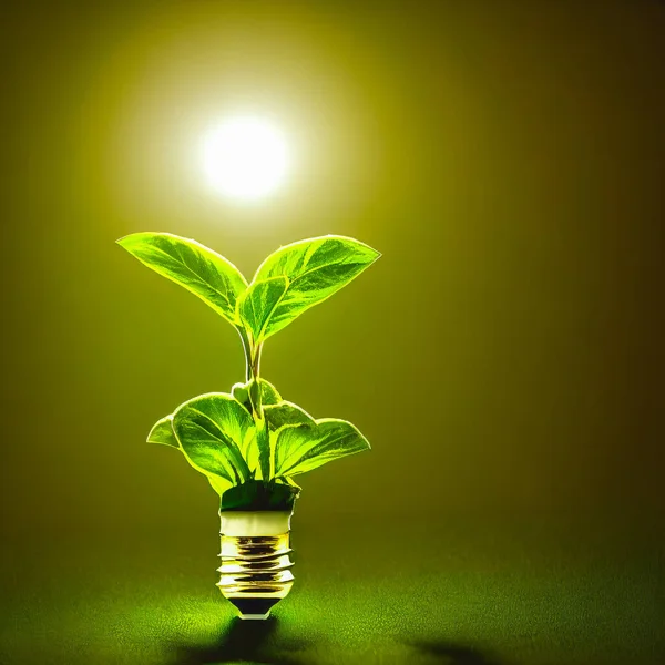 Natural Energy Concept Light Bulb Small Plant Eco Green Energy — Stock Photo, Image