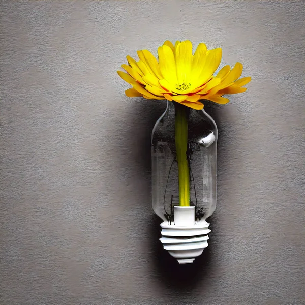 Natural energy concept. Light bulb with small plant inside. Eco green energy concept