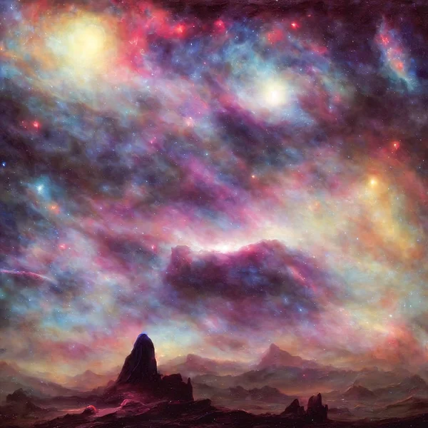 Colorful Nebulas Galaxies Stars Deep Space Render — Fotografia de Stock