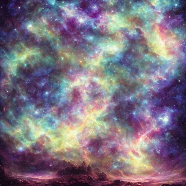 Colorful Nebulas Galaxies Stars Deep Space Render — Stockfoto