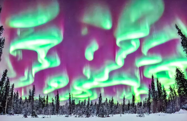 Prachtig Noorderlicht Aurora Borealis Borealisgreen Paars Groen Noorderlicht Hoge Kwaliteit — Stockfoto