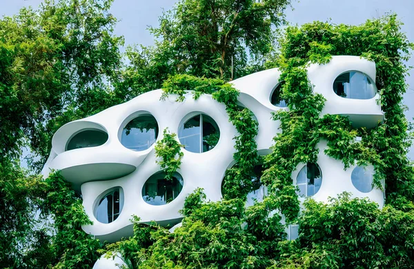 Futuristic eco green house. Fantasy. High quality 3d illustration