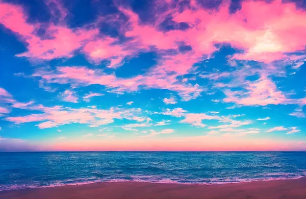 Solnedgång Havslandskap Färgglad Havsstrand Soluppgång Färgglad Natur Hav Himmel Hög — Stockfoto