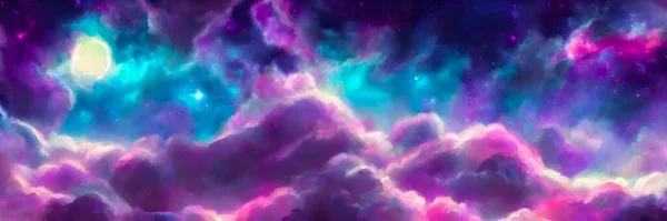 Fundo Espacial Com Poeira Estelar Estrelas Brilhantes Cosmos Coloridos Realista — Fotografia de Stock