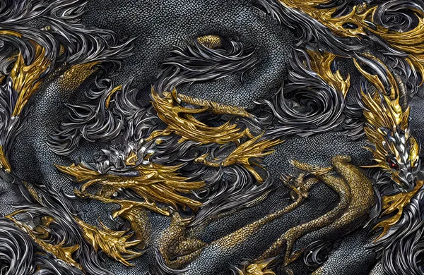 Luxury black and gold background. Abstract. Dragon skin. High quality 3d illustration