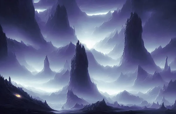 Alien Landschaft Das Panorama Einer Oberfläche Eines Anderen Planeten Hochwertige — Stockfoto