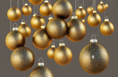 Noel süslemesi. Tatil süsleri. Noel baloları. Sancak boyutu. Yüksek kalite 3d illüstrasyon