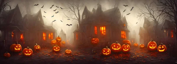 Halloween Hintergrund Hexenhütte Bannergröße Hochwertige Illustration — Stockfoto