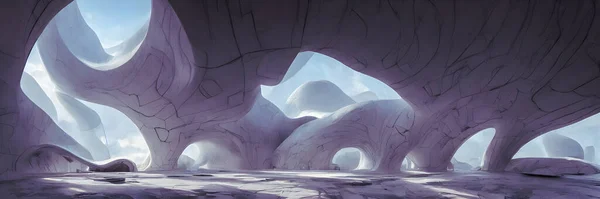 Fantastic caves of another planet. High quality 3d illustration