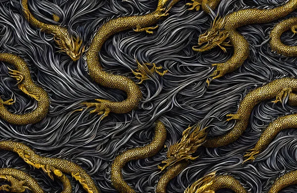 Luxo Fundo Preto Dourado Abstrato Pele Dragão Ilustração Alta Qualidade — Fotografia de Stock