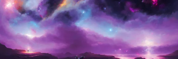 Fundo Espacial Com Poeira Estelar Estrelas Brilhantes Cosmos Coloridos Realista — Fotografia de Stock