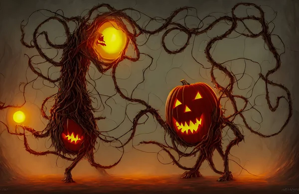 Halloween Pozadí Strašidelná Dýně Halloween Design Kopírovacím Prostorem Kvalitní Ilustrace — Stock fotografie