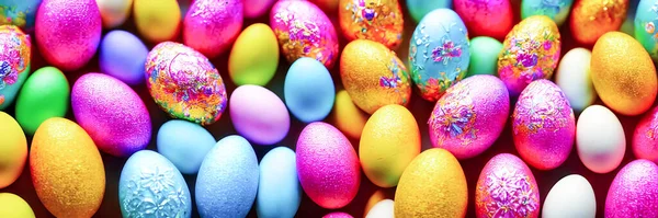 Kolorowe Jaja Wielkanocne Tle Rozmiar Sztandaru Ilustracja — Zdjęcie stockowe
