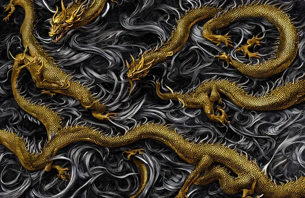 Розкішний Чорно Золотий Фон Анотація Шкіра Дракона Високоякісна Ілюстрація — стокове фото