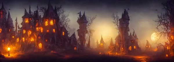 Halloween Hintergrund Hexenhütte Bannergröße Hochwertige Illustration — Stockfoto