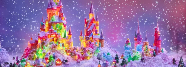 Abstract candy castle. Christmas background. 3d image. High quality illustration