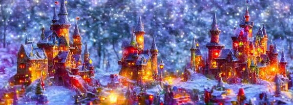 Abstract candy castle. Christmas background. 3d image. High quality illustration