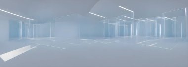 Beyaz Fütürist boş oda. Boşluk. Soyut arkaplan. Sancak boyutu. Yüksek kalite 3d illüstrasyon