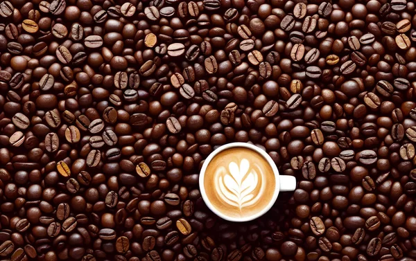 咖啡豆背景 横幅尺寸 高质量3D插图 — 图库照片