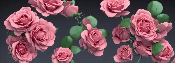 Mazzo Fiori Colorato Rose Rosse Uso Come Sfondo Dimensione Banner — Foto Stock